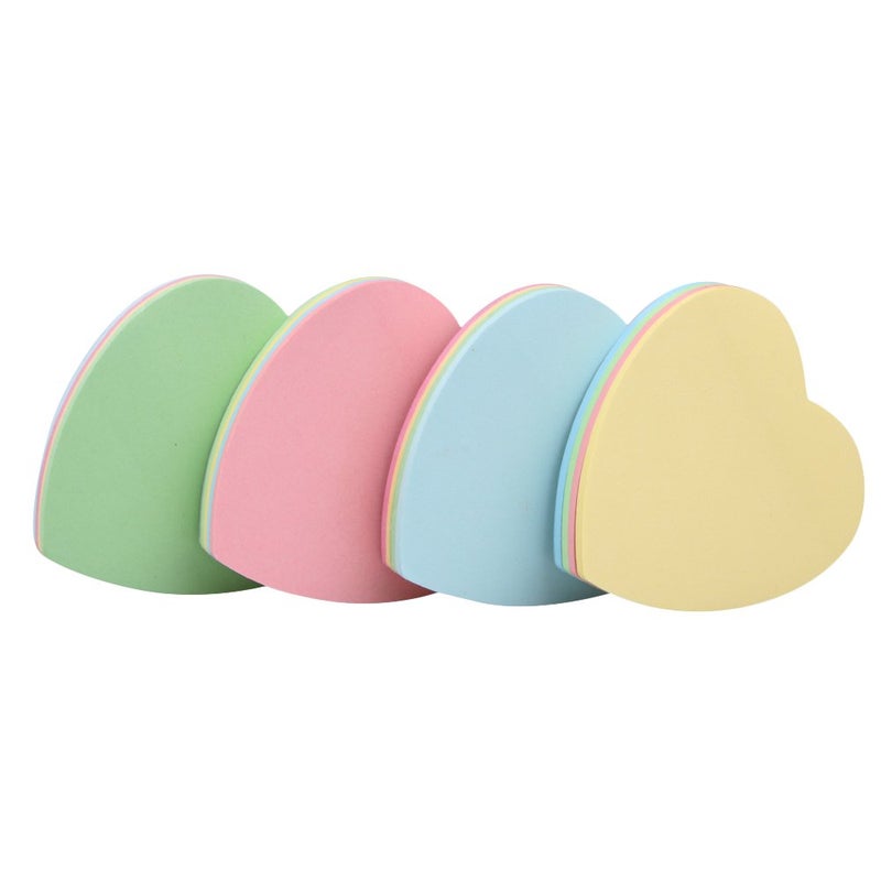 GTHER 4PCS Heart Shaped Sticky Notes, Colored Sticky Notes Pink Red Blue Cute Fun Love Self-Adhesive Note for Kids School Classroom Office College (Heart) - Image 1